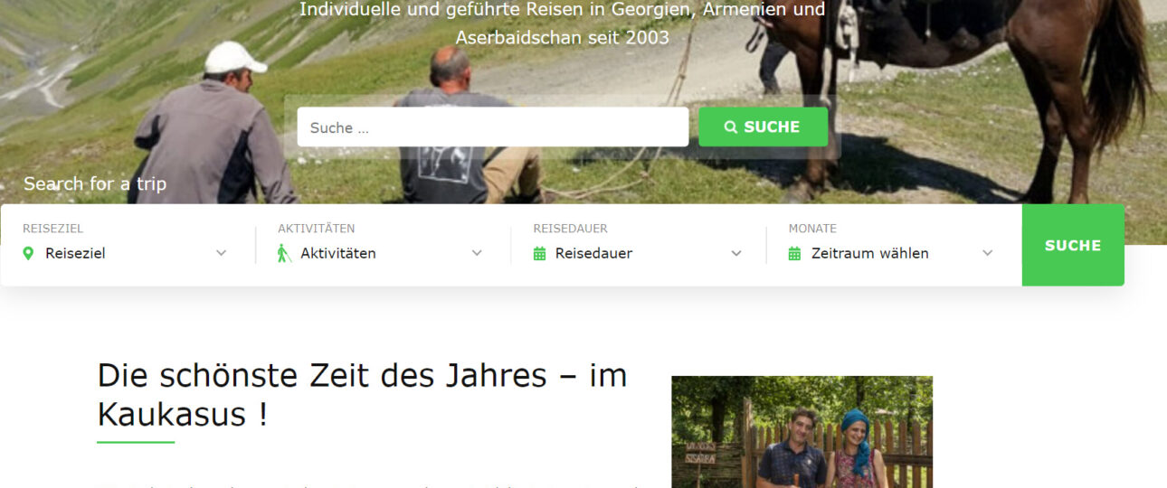 Screenshot der Webseite Kaukasus-Reisen