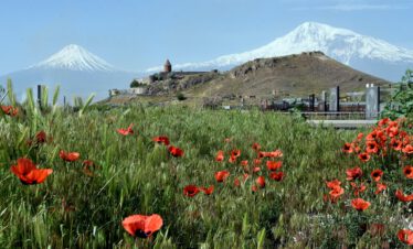 Blick auf den Ararat vom armenischen Kloster Chor Virap