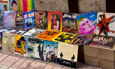 Vintage records displayed at Yerevan Vernissage market in Armenia